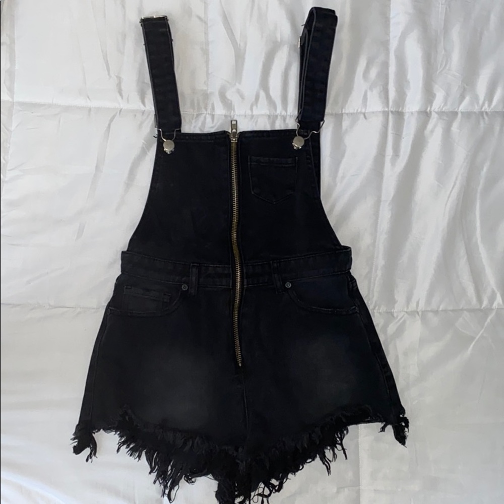 UNIF Black Cutoff Overall Shorts